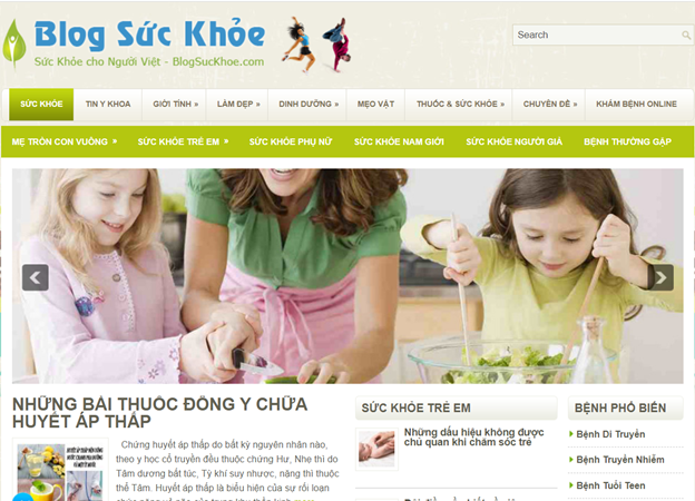 Website Blog sức khỏe xây dựng trên nền tảng WordPress