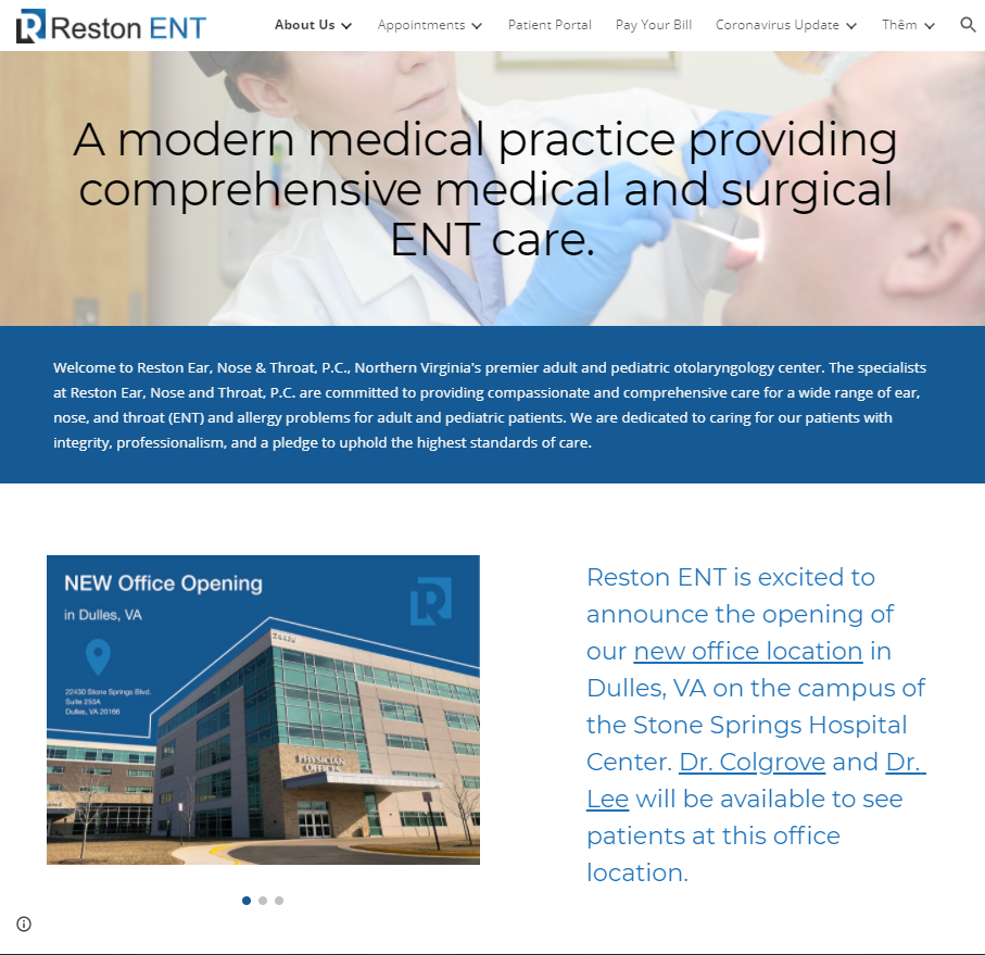 Website của Reston ENT care