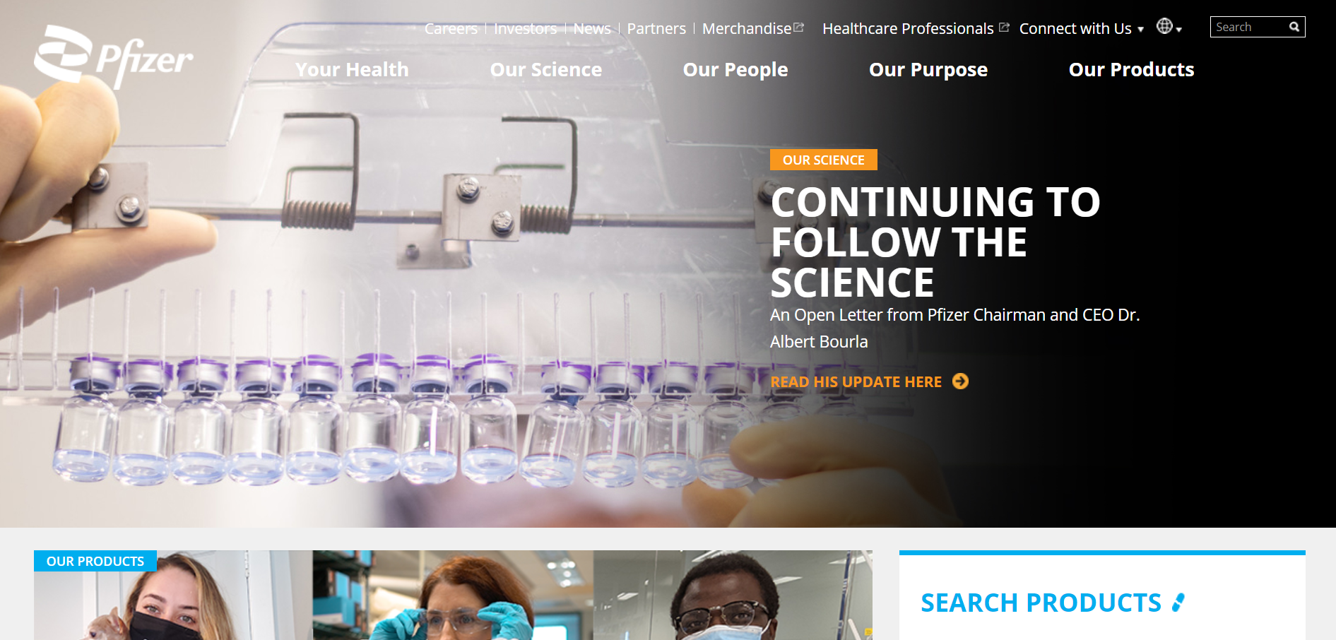 Website branding Pfizer